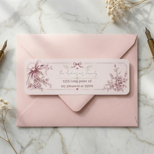 Elegante Rosa Coquette-Schleife Blumenmuster