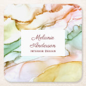 Elegante Rosa Creme Grüne Pastellfarbe Rechteckiger Pappuntersetzer (Vorderseite)