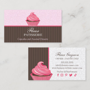 Elegante rosa Cupcake-Bäckerei-Design Visitenkarte