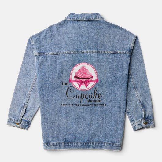 Elegante Rosa Cupcake-Werbung Jeansjacke (Rückseite)