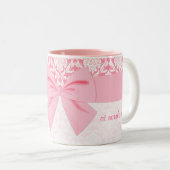 Elegante Rosa Damaskus Wrap Bow Personalisiert Zweifarbige Tasse (VorderseiteRechts)