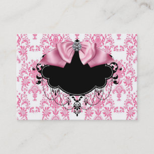 Elegante rosa Damast Visitenkarte