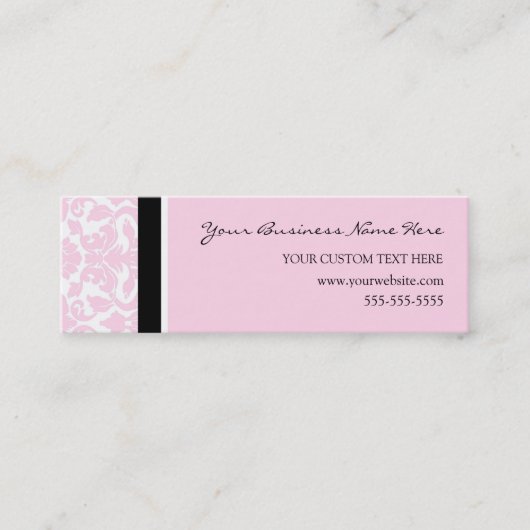 Elegante rosa Damast-Visitenkarten Mini Visitenkarte (Vorderseite)