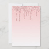 Elegante Rosa Dripping Glitzer Script Wedding Einladung (Rückseite)