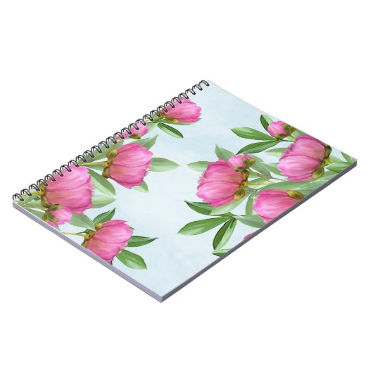 Elegante rosa einfache, blumengeschmückte botanisc notizblock (Linke Seite)