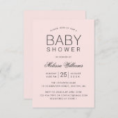 Elegante rosa Einfache moderne Girl Baby Dusche Einladung (Vorne/Hinten)