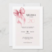 Elegante rosa Einladung zum 20. Geburtstag (Vorderseite)