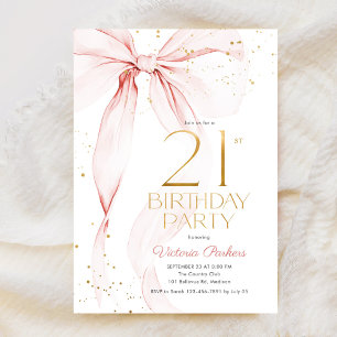 Elegante rosa Einladung zum 21. Geburtstag