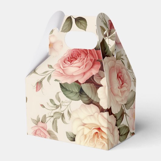 Elegante, rosa englische Rose Geschenkschachtel (Vorderseite)