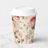 Elegante, rosa englische Rose Pappbecher (Links)