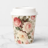 Elegante, rosa englische Rose Pappbecher (Rückseite)