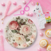 Elegante, rosa englische Rose Pappteller (Party)