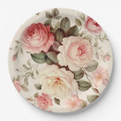 Elegante, rosa englische Rose Pappteller (Vorderseite)