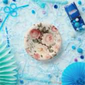 Elegante, rosa englische Rose Pappteller (Party)