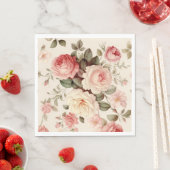 Elegante, rosa englische Rose Serviette (Beispiel)