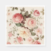 Elegante, rosa englische Rose Serviette (Vorderseite)
