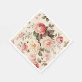 Elegante, rosa englische Rose Serviette (Ecke)