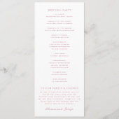 Elegante rosa Erbstück-Hochzeit Programm (Rückseite)