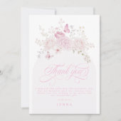 Elegante rosa fancy erste Geburtstagsfeier Dankeskarte (Vorderseite)