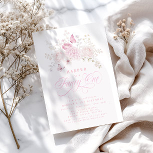 Elegante rosa fancy erste Geburtstagsfeier Einladung