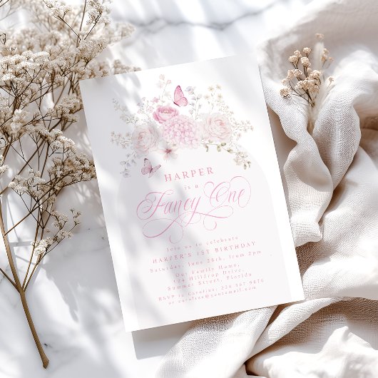 Elegante rosa fancy erste Geburtstagsfeier Einladung