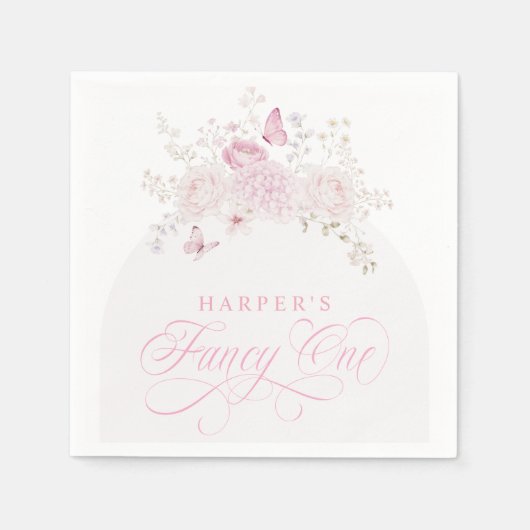 Elegante rosa fancy erste Geburtstagsfeier Serviette (Vorderseite)