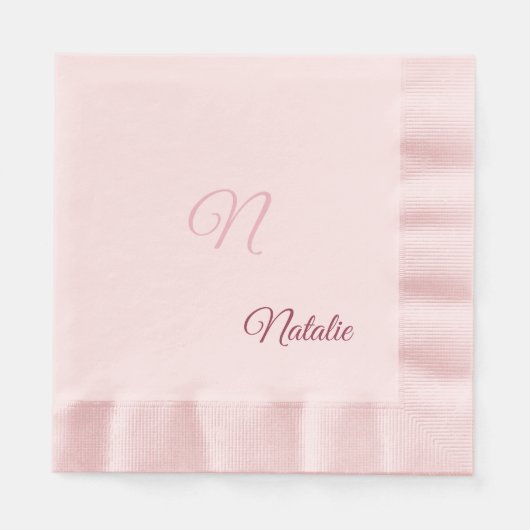 Elegante rosa Farbe mit Monogramm Serviette (Vorderseite)