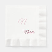 Elegante rosa Farbe mit Monogramm Serviette (Vorderseite)