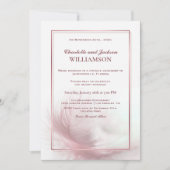 Elegante Rosa Feather Hochzeitsempfehlung Einladung (Vorderseite)