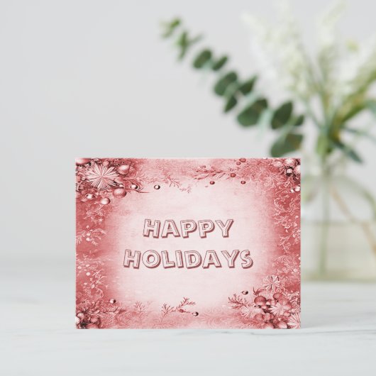 Elegante Rosa Feiertage Postkarte (Stehend Vorderseite)