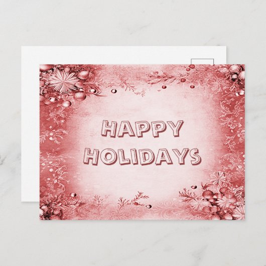 Elegante Rosa Feiertage Postkarte (Vorne/Hinten)