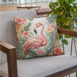 Elegante rosa Flamingo Bird und tropische Blume Kissen
