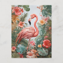 Elegante rosa Flamingo Bird und tropische Blume