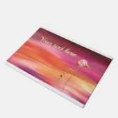 Elegante rosa Flamingo Surreal Pastelle personalis Fußmatte (Schrägansicht)