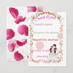 Elegante rosa Flor-Karten zur Hochzeits-Antwort  RSVP Karte