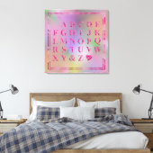 Elegante Rosa Flora Alphabet Herzenslust Rainbow A Leinwanddruck (Insitu (Schlafzimmer))