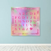 Elegante Rosa Flora Alphabet Herzenslust Rainbow A Leinwanddruck (Insitu (Holzboden))