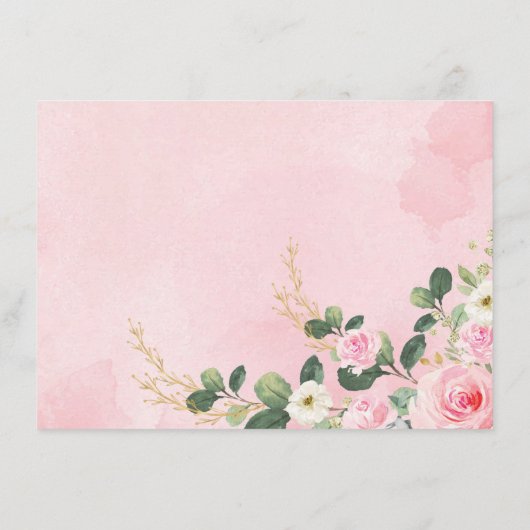 Elegante rosa Flora Elefantendusche Windelwanne Begleitkarte (Rückseite)