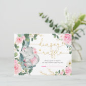Elegante rosa Flora Elefantendusche Windelwanne Begleitkarte (Stehend Vorderseite)