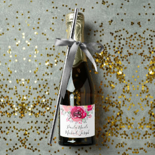Elegante Rosa Flora Frische Pasta machen Schaumweinetikett