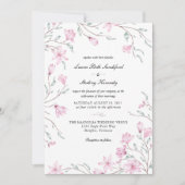 Elegante Rosa Flora Magnolia Hochzeit Einladung (Vorderseite)