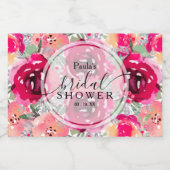 Elegante Rosa Flora Wasserfarben Mini Schaumweinetikett (Einzelnes Label)