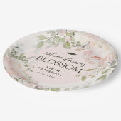 Elegante rosa Floral-Abschlussfeier Pappteller (Schrägansicht)