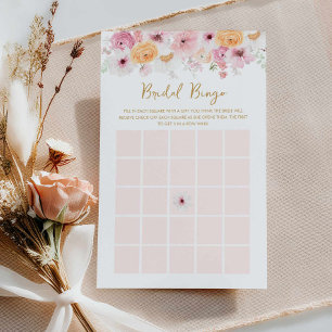 Elegante rosa Floral Bridal Bingo Game Card