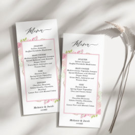 Elegante Rosa Floral Flat Menu Card Menükarte
