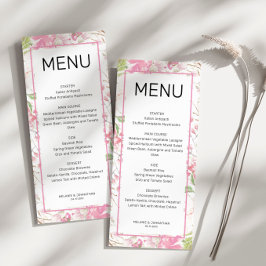 Elegante Rosa Floral Flat Menu Card Menükarte