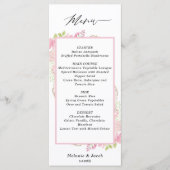 Elegante Rosa Floral Flat Menu Card Menükarte (Vorderseite)