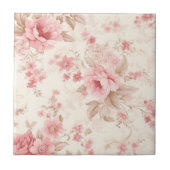 Elegante rosa Floral Fliese (Vorderseite)