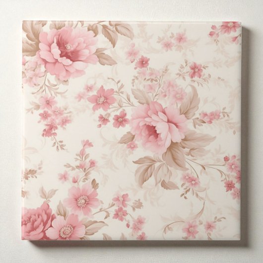 Elegante rosa Floral Fliese