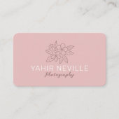 Elegante Rosa Floral Logo Visitenkarte (Vorderseite)